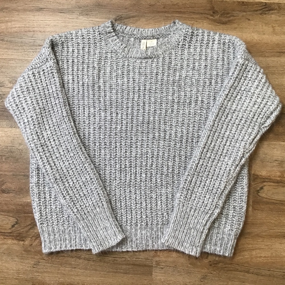 SKY and Sparrow Sweater Crewneck Super Soft Gray White Size S